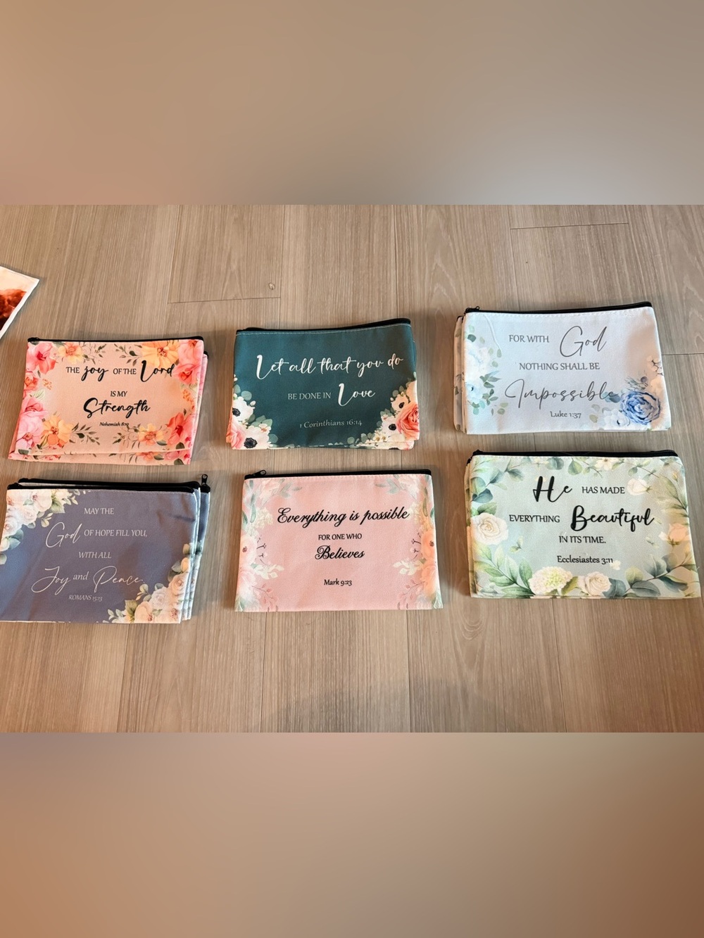 Inspirational Floral Zip Pouch